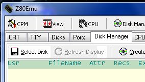 Z80Emu Disk Manager Tab
