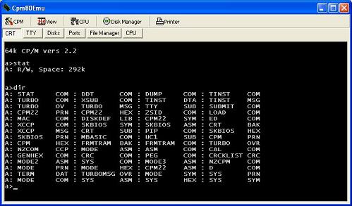 CPM80 2.2 running on Z80Emu